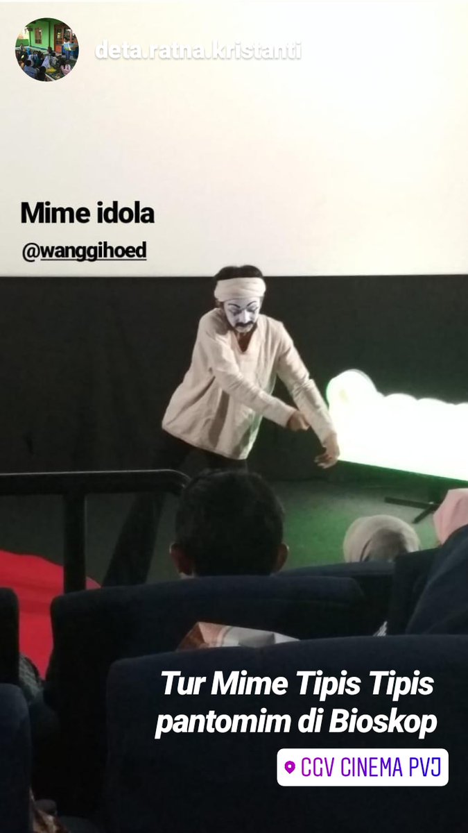 Alhamdulillah Tur Mime Tipis Tipis edisi Bandung berjalan lancar..
Terima kasih para apresiator yang telah hadir. Tabik!
Pantomime di Bioskop berjalan lancar.. Persiapan menuju Pasar Biru "Festival Buku Bandung Timur" tanggal 11 Desember 2019. Mari merapat bertatap 🙌✌️🙏