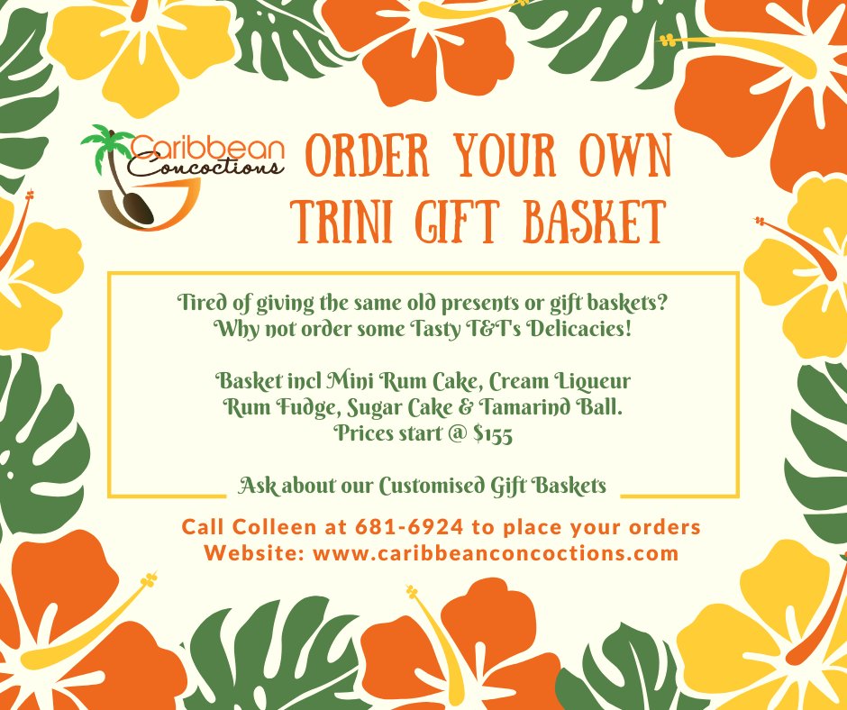 cariri_tt's tweet photo. #BHAlumni #christmasgiftsideas 

Caribbean Concoctions, supplier of Indigenous Delicacies and Desserts, is offering a Trini Christmas Basket for the 2019 season.

Email caribbeanconcoctions@yahoo.com to put them on your Gift List!

#CARIRIBusinessHatchery #BuildingBetterBusiness https://t.co/HdLBSHOLOp