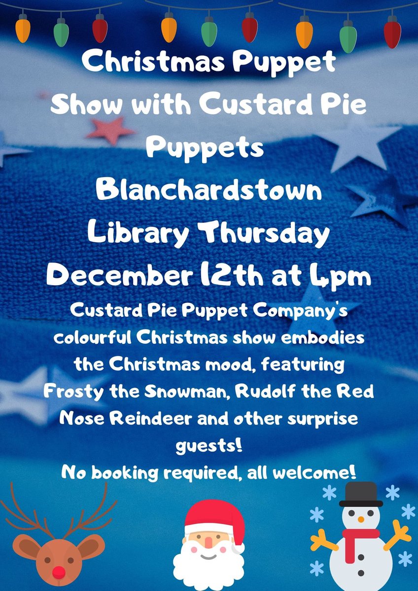 CustardPuppet's tweet photo. Hope to see you in Blanchardstown Library on Thursday! #AdmFree #Christmas2019 #puppetShow https://t.co/i2HUjs09ib