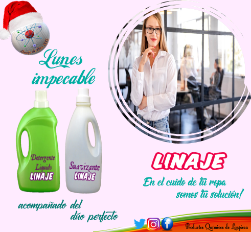 LinajedDios2013's tweet photo. Lunes impecable acompañado del dúo perfecto, Suavizante y Detergente Linaje, ¡en el cuido de tu ropa somos tú solución!
#Feliziniciodesemana
#lunes
#diciembre
#navidad
#empresa
#dúo
#ropa
#suavizante
#detergente
#ofertas
#combos https://t.co/aXwMOR3jrw
