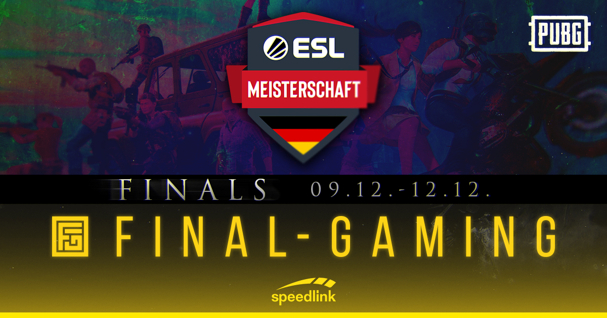 Ein letztes mal #ESLMeisterschaft PUBG Finals! Von heute bis Donnerstag Abend spielt die PUBG Elite Deutschlands um 20000€! Unsere Jungs sind nach der eher durchwachsenden Saison sehr motiviert! Ab 19 Uhr auf twitch.tv/esl_pubg_de! 

@Speedlink_world #goFINAL