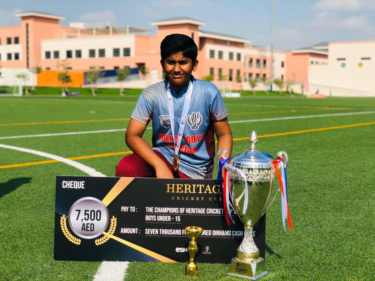 Stars of our Heritage Cup triumph- Aayan Khan, Player of the Tournament, Harsh Desai, Best Bowler and Madhav Manoj, Man of the Match. Take a bow, Champs!
