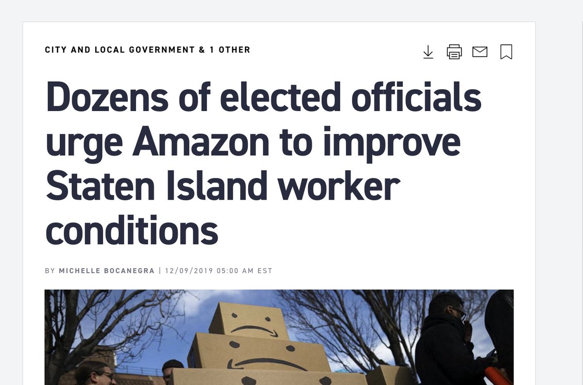 altochulo's tweet image. NEW: 42 NYC elected officials (incl. @NYCComptroller @NYCSpeakerCoJo @RepMaxRose) urge Amazon to improve Staten Island warehouse working conditions. 

Reminder to management: #AmazonWorkers are #HumansNotRobots!

Full @politicony piece by @michebocanegra: subscriber.politicopro.com/article/2019/1…