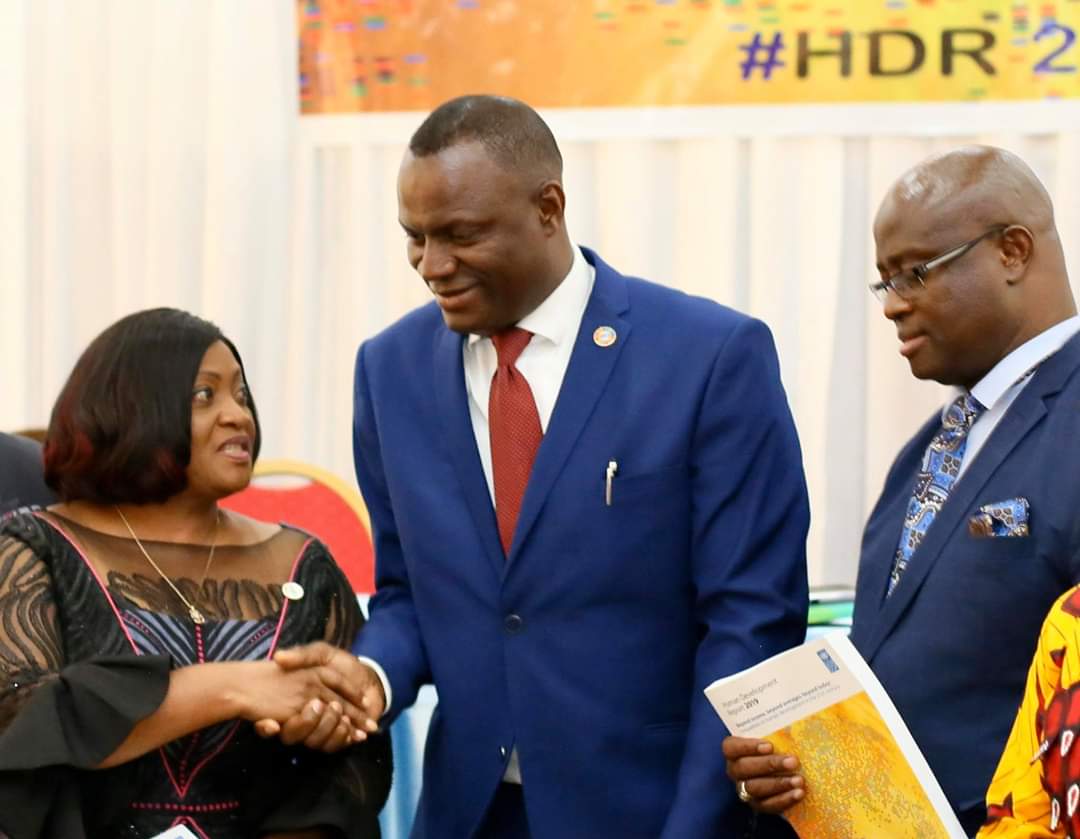 kaniog's tweet photo. "Educating women greatly contributes towards bridging the inequality gap" official remarks from Vice President Jewel Howard-Taylor. Earlier she was greeted by UNDP RR @PaLaminBeyai while the Youth Minister looks on. @UNDPLiberia @UNDPAfrica @UNDP #HDR2019 https://t.co/wuRwt1AxCG