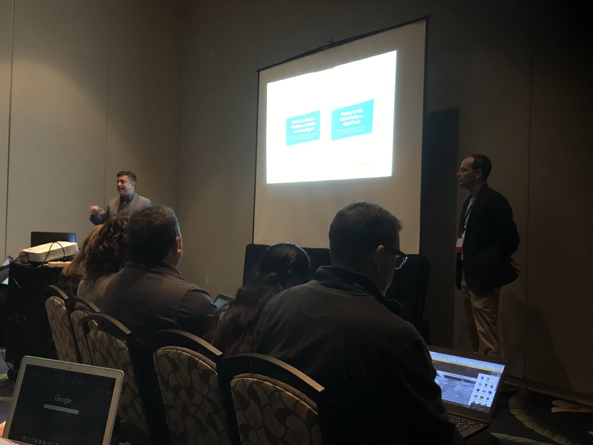 ChDiggs's tweet photo. @genelosborn and @jamieforeman1 sharing about the importance of IT partnering with students, teachers, administrators and families at #vste2019 so proud of how they represent #acps! https://t.co/ImtjIbOCo7