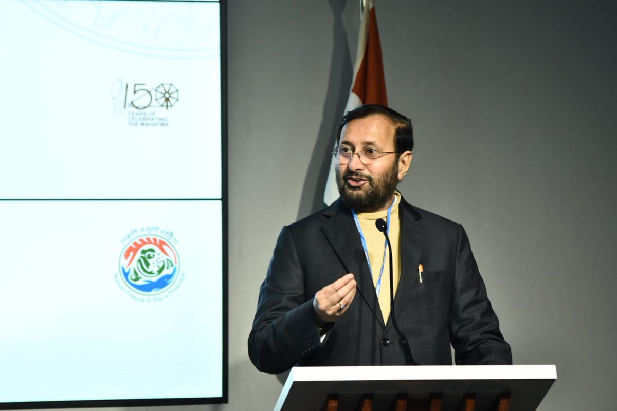 India4Climate's tweet photo. Hon'ble Minister Shri Prakash Javadekar during ISA event said Capacity building and sharing best practices, is the way forward. With 84 member countries, ISA puts solar energy in the global sphere.
#IndiaatCOP25 #Sessioninprogress #ISA #COP25 @moefcc https://t.co/MByTFIOSsT
