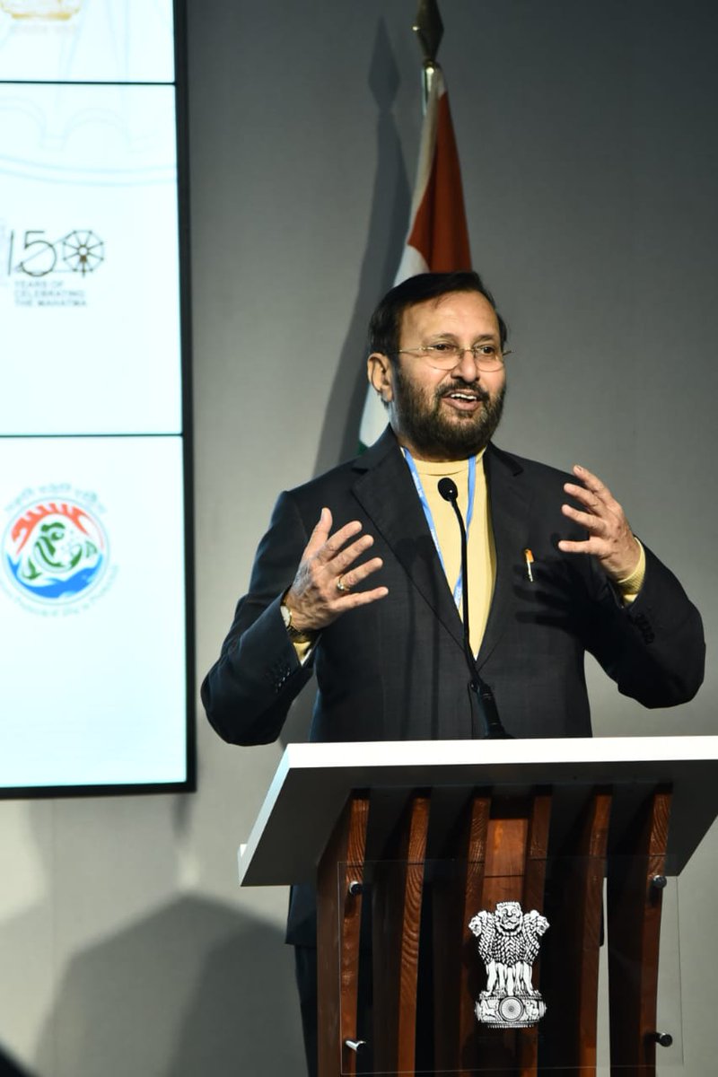 India4Climate's tweet photo. Hon'ble Minister Shri Prakash Javadekar during ISA event said Capacity building and sharing best practices, is the way forward. With 84 member countries, ISA puts solar energy in the global sphere.
#IndiaatCOP25 #Sessioninprogress #ISA #COP25 @moefcc https://t.co/MByTFIOSsT