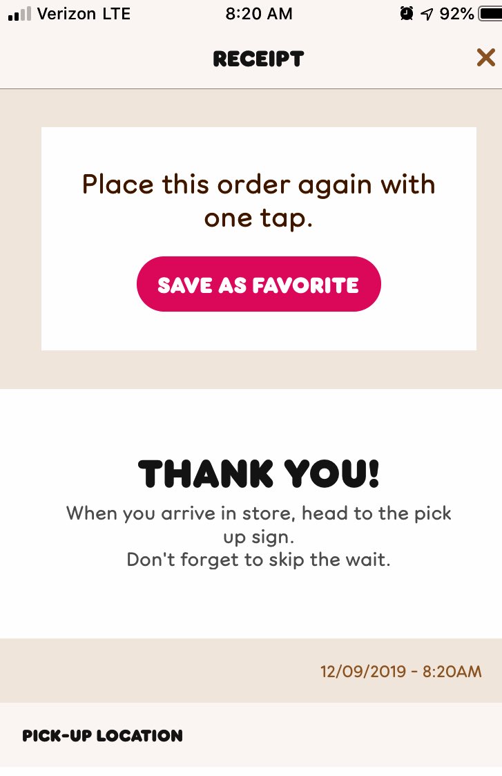 Meg_Less's tweet photo. @dunkindonuts ordered a coffee on the app this morning and waited 15 minutes until an employee pointed out my receipt didn’t have an order number so they never got my order. Had to get back in line to order my coffee. The issue is still happening below is a screen shot. https://t.co/G6gfbeBxu0