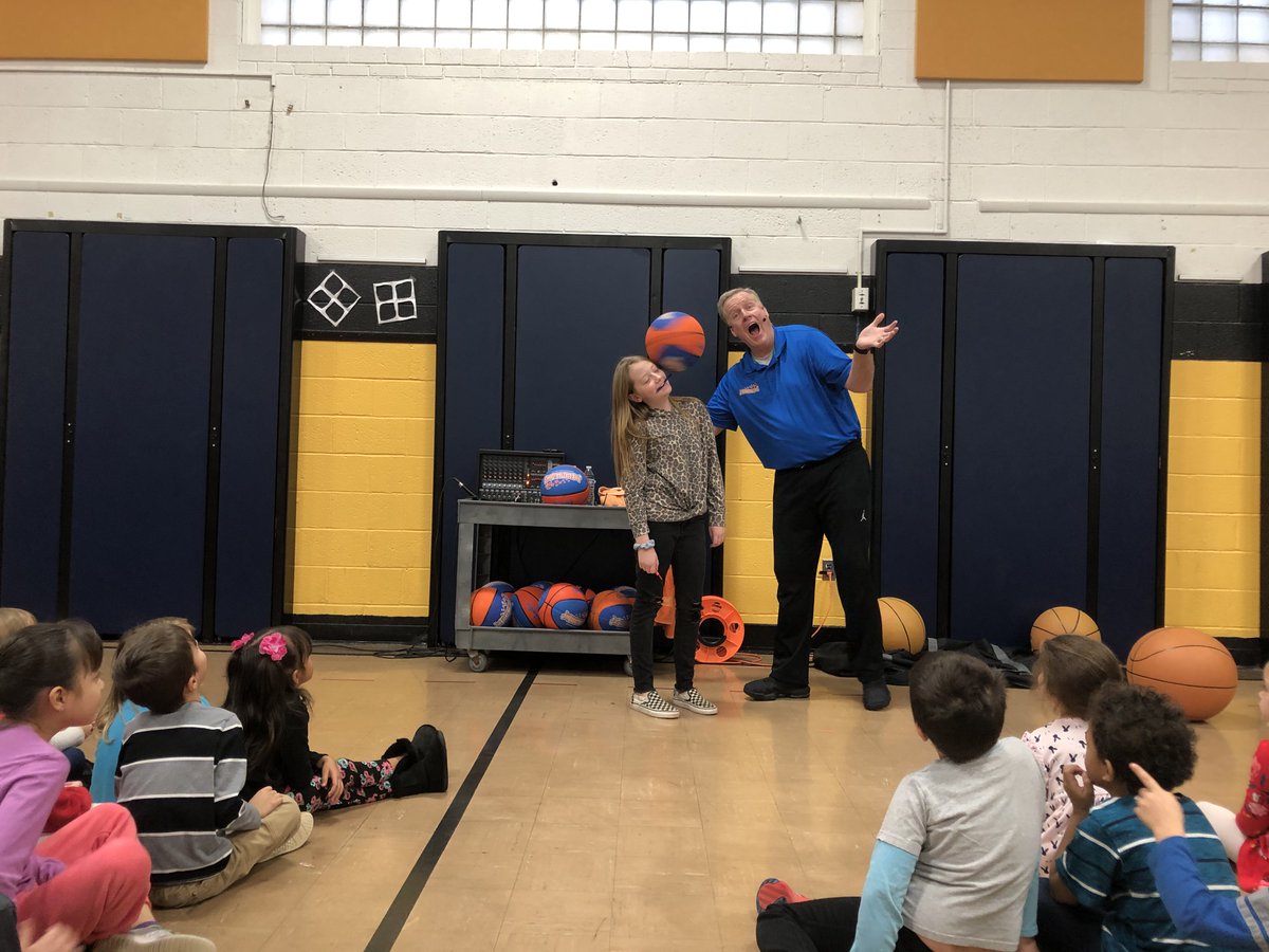 RLSD_Beavers's tweet photo. Basketball Jones is visiting our elementary schools this week. This morning, he visited @MelridgeElem to talk to students about kindness, listening, trying hard, positive attitude and owning your choices as well as showing off some unbelievable basketball moves!

#WeAreRiverside https://t.co/fIxCKWhEMh