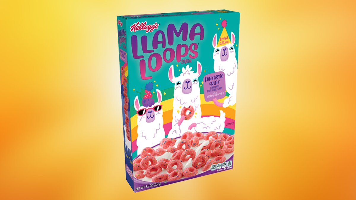 Today is National Llama Day, which is a very important day. To celebrate, we're introducing a very important cereal... Llama Loops! In stores in the next few weeks.