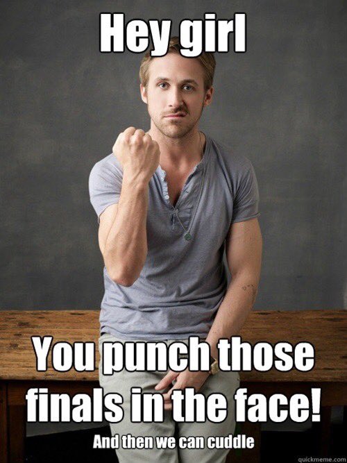 Wishing you all a happy finals week!
(here is a daily inspirational meme of <a href="/RyanGosling/">Ryan Gosling</a> courtesy of our advisors)