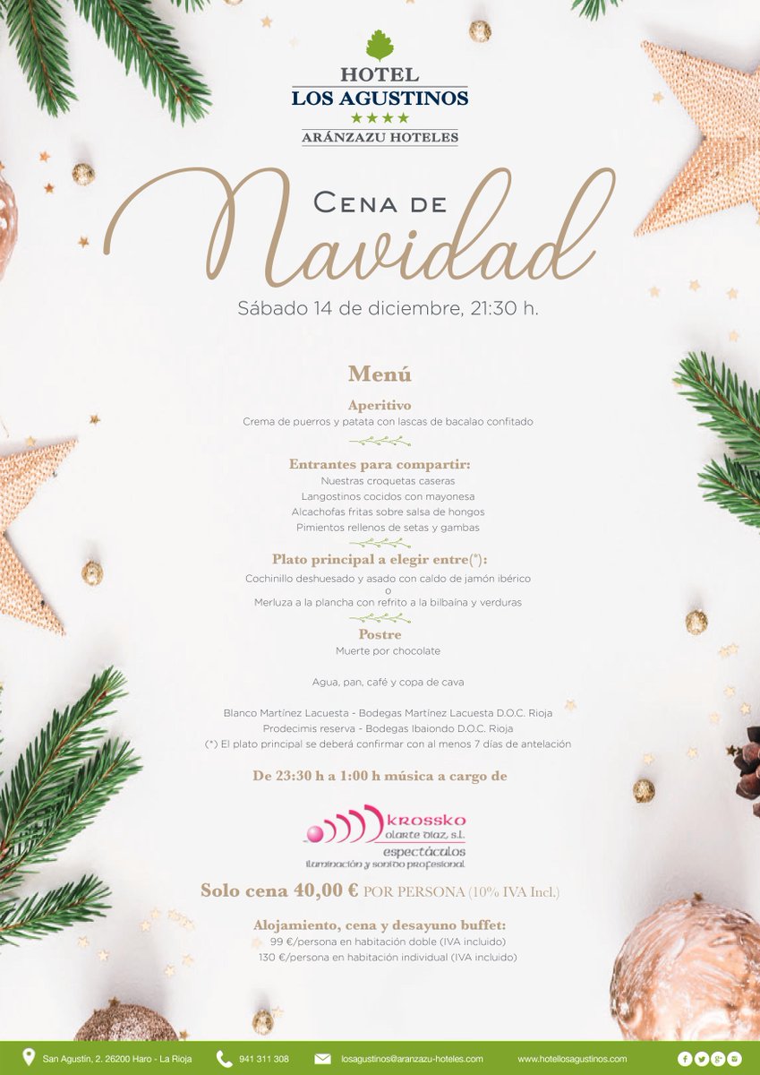 LosAgustinos's tweet photo. 14 de diciembre #ocasionesespeciales para compartir @hotellosagustinosharo #LaRioja #hotel4estrellas #nosgustalabuenamesa #CenadeNavidad https://t.co/eUBuWJ8dp5