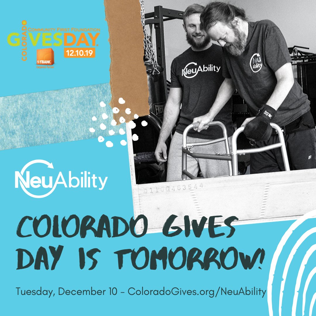 #COGivesDay officially begins at midnight tonight! This is Colorado's largest day of giving, &amp; we here at #NeuAbility would love to have your support! #GiveWhereYouLive &amp; help us to continue to provide vital programs for individuals impacted by #paralysis. coloradogives.org/neuability