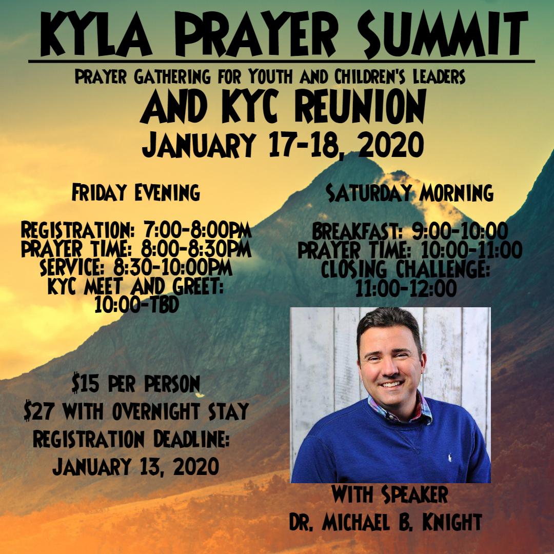kycogyd's tweet photo. Mark your calendars! KYLA Prayer Summit and KYC Reunion. Registration link coming soon! 
#KYLA #PrayerSummit2020 #KYCReunion2020 https://t.co/7JiO7A1Iyl