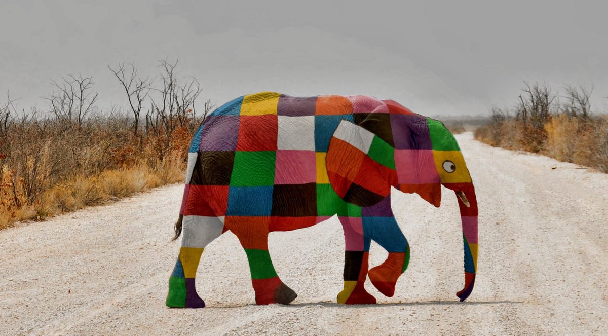 Keep going, keep finding ways to feel happiness and choose those who love you as your true unique self. (I made the picture by combining an old photo and print of Elmer the elephant) #MondayMotivaton #JoyTrain #mondaythoughts #elmer #elmerelephant