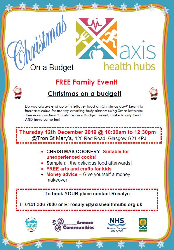 North Glasgow Healthy Living Community (@northglasgowhlc) on Twitter photo Register now for our FREE Christmas on a Budget event @ Tron St Mary's on Thursday 12-12-19 with tips on saving money @ xmas. There's also arts and crafts to entertain the kids. To register tel: 0141-336-7000 or email info@healthynorthglasgow.co.uk. Register now for our FREE Christmas on a Budget event @ Tron St Mary's on Thursday 12-12-19 with tips on saving money @ xmas. There's also arts and crafts to entertain the kids. To register tel: 0141-336-7000 or email info@healthynorthglasgow.co.uk.