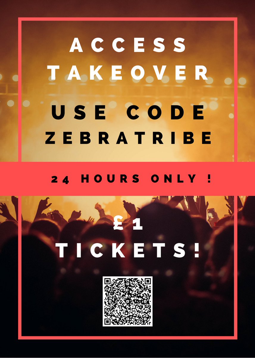 @bandonthewall @Access_Creative @TheZebraPartner @Zebra_carol @MENnewsdesk @BIMMManchester @TheUnionMMU @OfficialUoM @TheMcrCollege @PendSFCollege @YouthFocusNW @BoltonUni Tickets to our event are £1 for the next 24 HOURS! Use the discount code 'ZEBRATRIBE' at checkout. 

Be quick as tickets are flying off the shelf!

#ZebraTribe #AccessTakeover