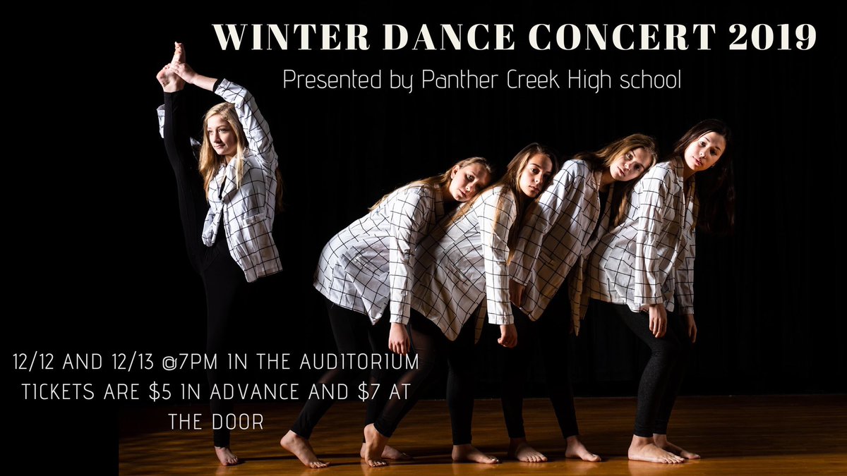 PCHSDANCECO's tweet photo. Our Winter Concert is this Thursday &amp; Friday at 7 PM @ThePantherCreek! Tickets are $7 at the door. Hope to see you there!💃 https://t.co/fe8722kUPd