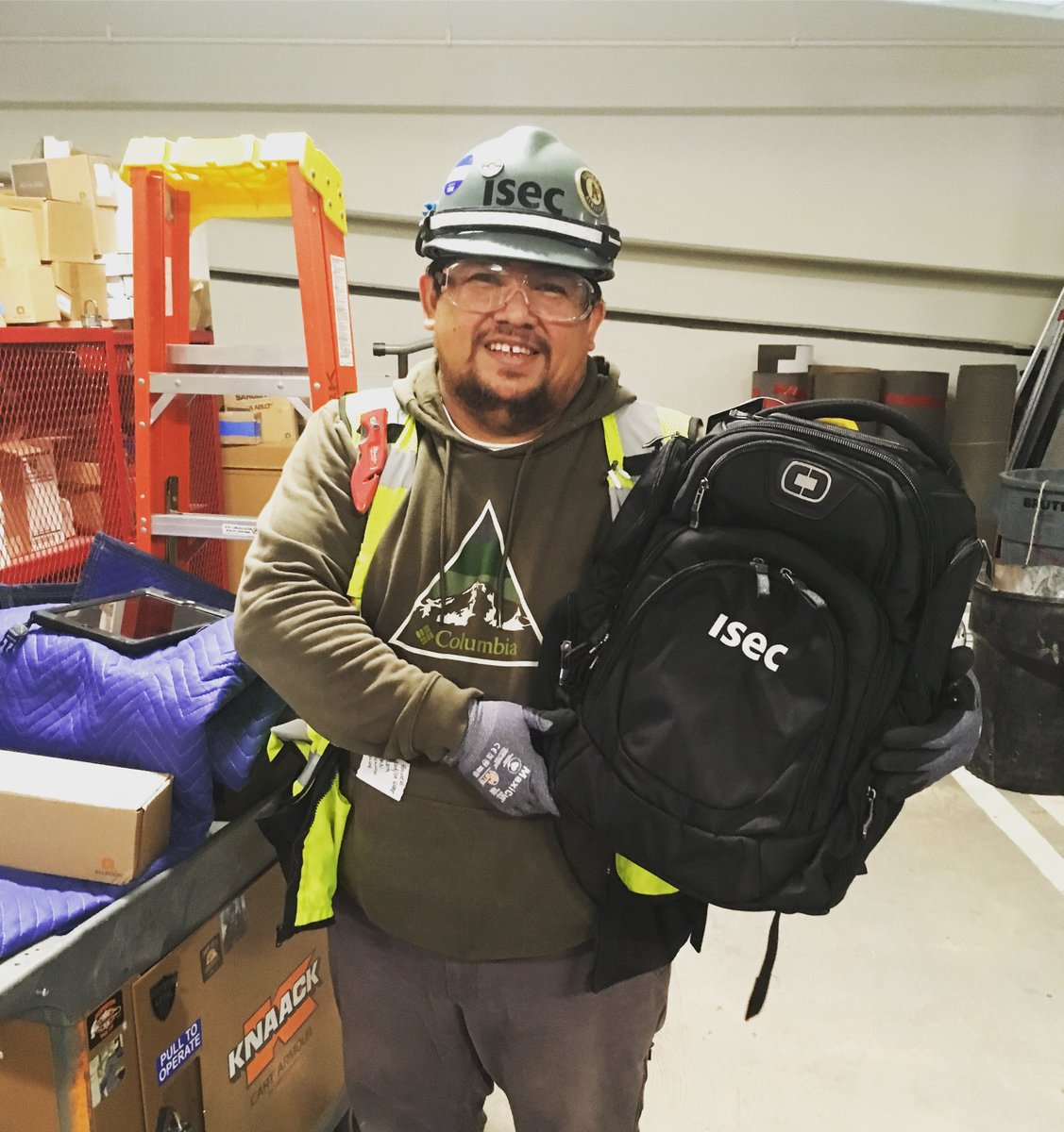 ISECBuilt's tweet photo. Our #isecnorcal field teammate Victor Barrera shows off his new gear he won for being #safe on the #elcaminohospital project w/ @rudolphsletten .
.
.
#ISEC #norcalconstruction #teamwork #safety #besafe #safetyemployeeofthequarter https://t.co/cSSjPk9QsY