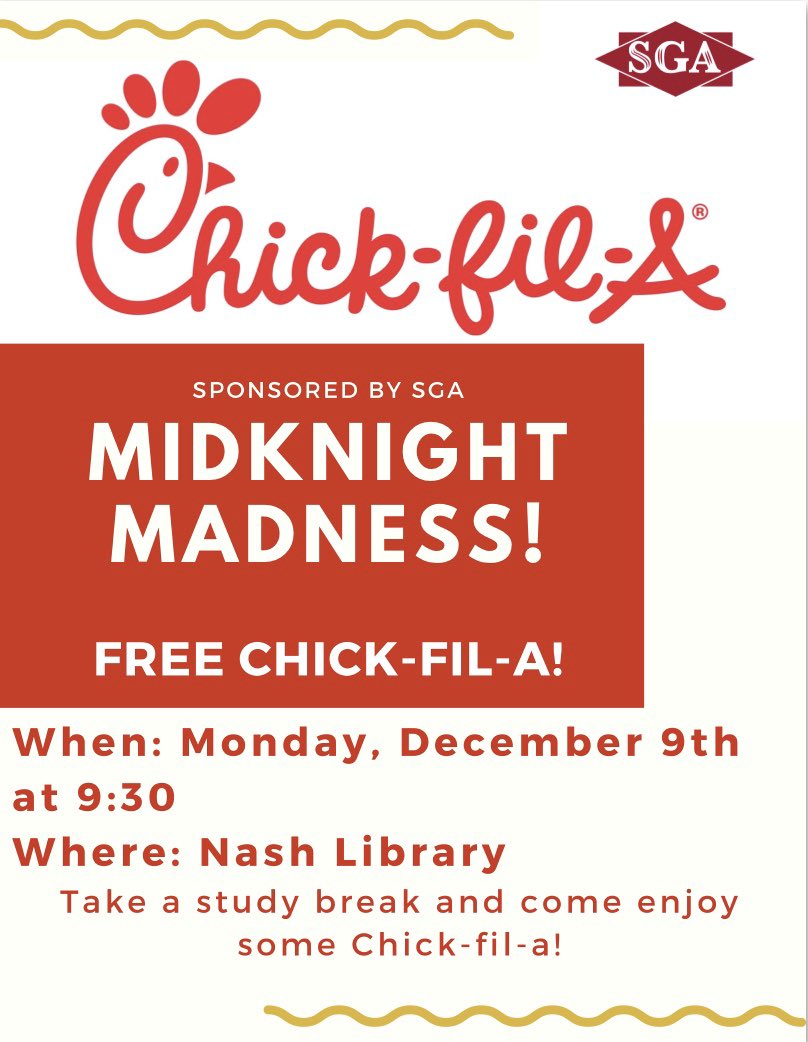gannonsga's tweet photo. 9:30 pm. Nash Library. MidKnight Madness. Free Chick-fil-a. See you there. https://t.co/UY9MDGelbz