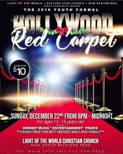 EasternStarIndy's tweet photo. Eastern Star Church, Light of the World & New Beginnings look forward to seeing all #teens (ages 13 - 18) at the 2019 Youth Formal!! Join us Sunday, December 22, 8 PM - Midnight for a #Hollywood experience ๐ #AllGrownUp #GodisLit #ESCignite https://t.co/R5FQ54xUo5