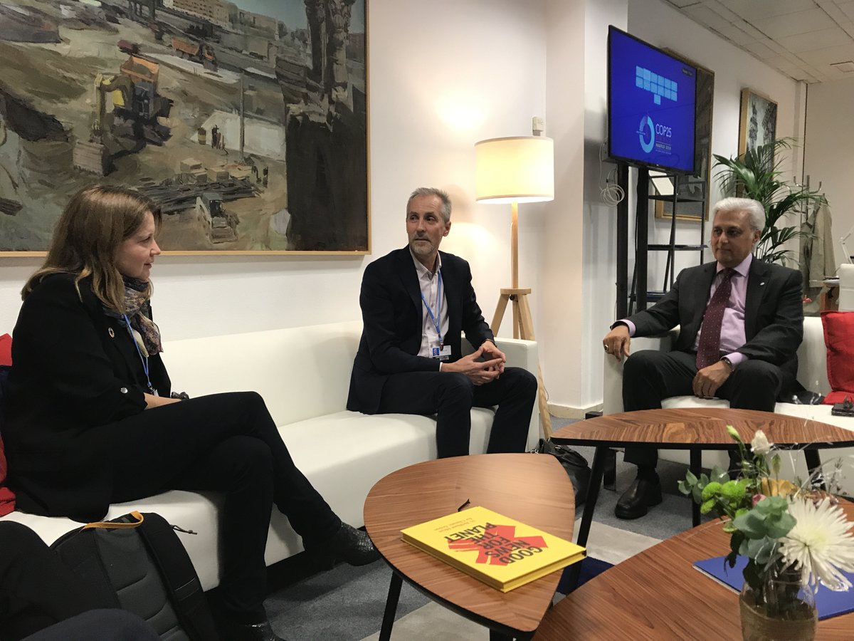 Torbjörn Lööf, CEO, and Lena Pripp Kovac, Chief Sustainability Officer, in meeting with Ovais Sarmad <a href="/UNFCCC/">UN Climate Change</a> Deputy Executive Secretary at #COP25 to discuss how business can align with the #ParisAgreement by committing to science-based GHG targets. #TimeForAction