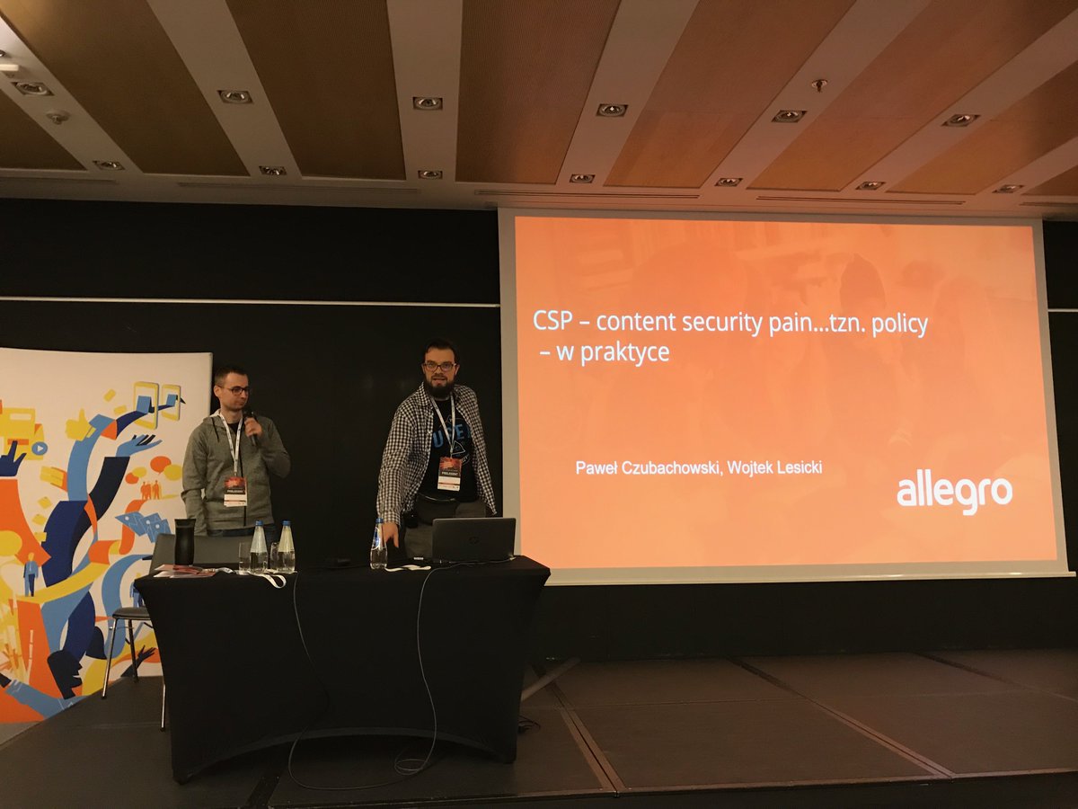 WLesicki's tweet image. On November 15, we had the opportunity to talk about CSP (Content-Security-Policy) at the #PWNing 2019 conference with Paweł Czubachowski
I still think that sharing knowledge and experience, also during conferences, is crucial for IT security.