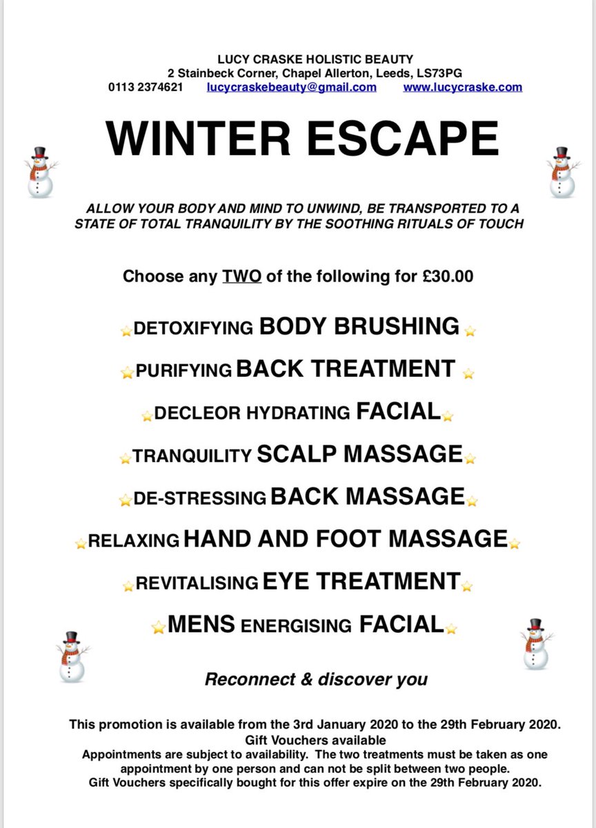 lucycraskbeauty's tweet photo. Itβs that time of year again! #2for30 #treatyoself #treatsomeone #giftidea #giftvouchers #lucycraskeholisticbeauty #ChapelAllerton https://t.co/p8Dqxipfxc