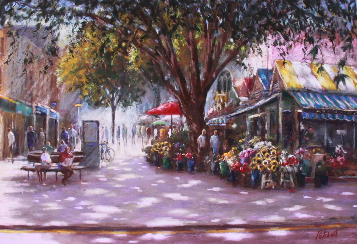 "Magical Light, Norwich Market" (pastel) can be viewed at Mandell's Art Gallery on Elm Hill, along with a few recently delivered new paintings.