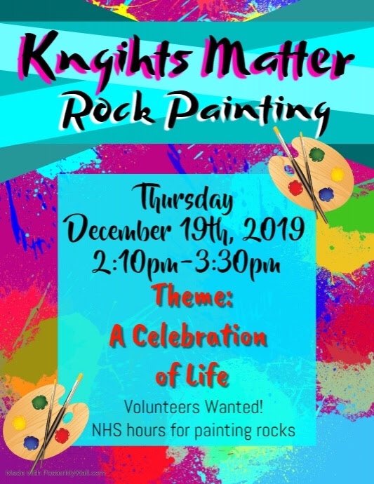 KNIGHTS MATTER WEEK! A Celebrations of Life✨
-Mega Wish Wednesdays
-Class Activities
-Ted Talk Speakers
-Chambers Performance
-Volunteer Opportunities
-Free Bracelets
-Spirt Week Day! Purple Out💜
-T Shirt Purchases
-Free Candy
-Bulletin Board Competitions
AND SO MUCH MORE!