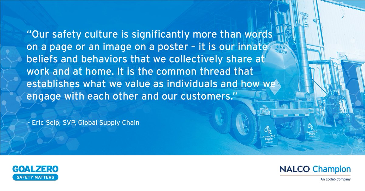 Nalco_Champion's tweet photo. #SafetyMoment: How integral is safety to your day-to-day life? For Global Supply Chain SVP, Eric Seip, it is the shared beliefs and behaviors between work and home. #GoalZero https://t.co/1Nm0rZZPQb