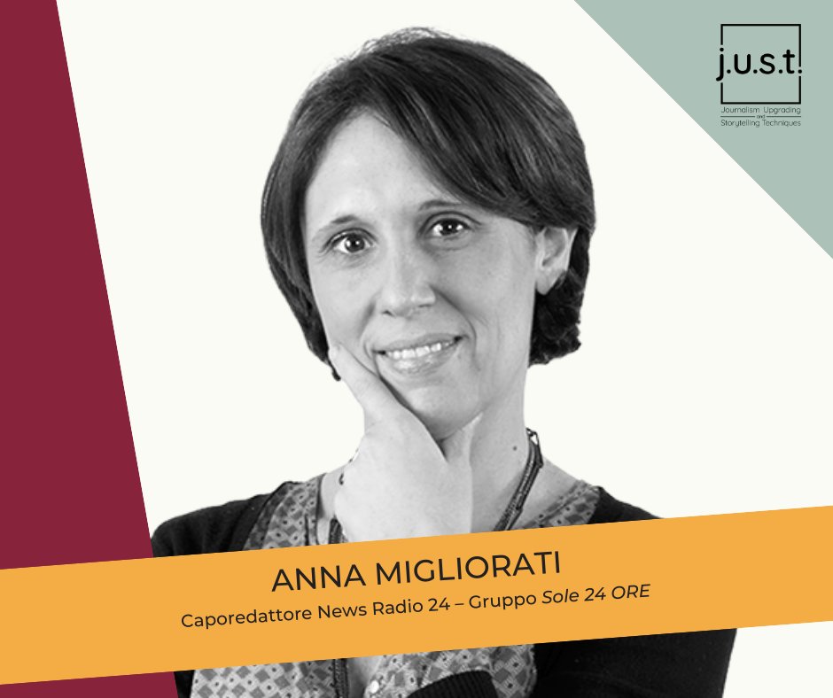 Tra i docenti del 2° modulo di j.u.s.t. “Le forme del racconto” 

📍8 FEB 2020 Anna Migliorati con Tiziano Bonini e Tommaso Pellizzari
|L’ascolto è tutto: parlare all’orecchio

🔛Iscriviti ora: bit.ly/2oy0mnO  

#giornalismo #storytelling 
.<a href="/Anna_Martini_/">Anna Martini</a> @storyfactor