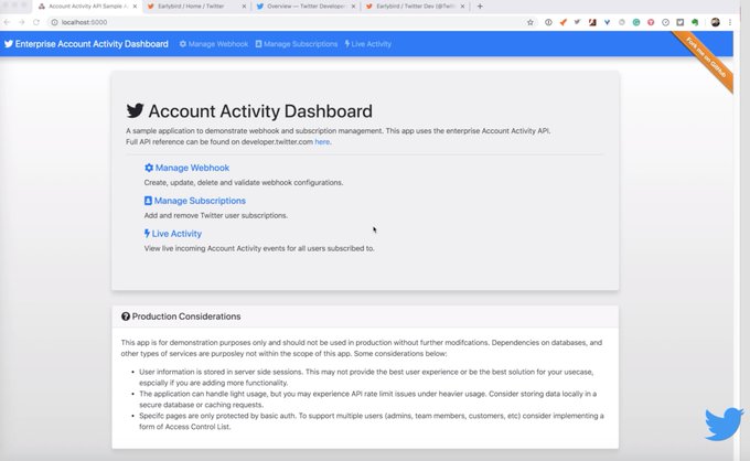 Tired of reading? We&rsquo;ve got you covered. Learn about the capabilities of the Account Activity API in<a href="/tag/devroadshow"class="tags"><span>#devroadshow</span></a>