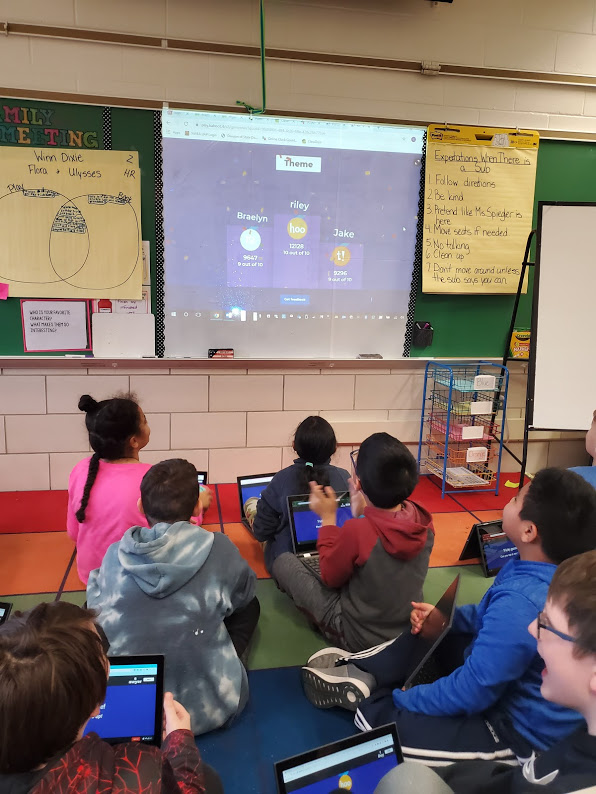 Spiegler4thies's tweet photo. 4ths did a Kahoot on theme to see how much they learned. #thingsgotreal #itsonnow #themeworkmakesthedreamwork @FortkampBre @SevenOaksOwls @RobinBusick3 https://t.co/iwVywFJOcL