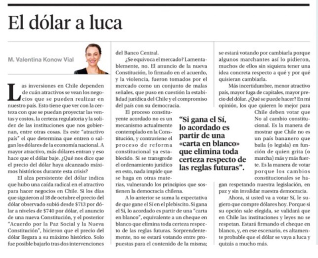 AXELKAISER's tweet photo. Totalmente de acuerdo con este análisis. Así como vamos no se pude descartar totalmente que el dólar llegue a mil pesos como señala la columnista. ( Algo que sugerí hace un tiempo) https://t.co/1kPBqznGFq