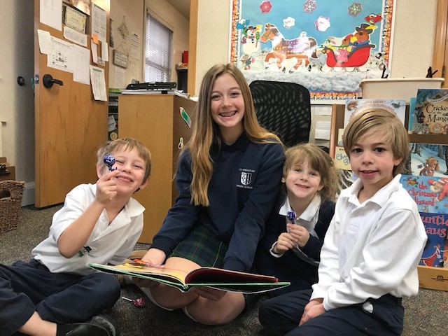 stsebschool's tweet photo. Are kindergarten students love spending time with their 8th grade buddies. https://t.co/iqYwe6ax0B