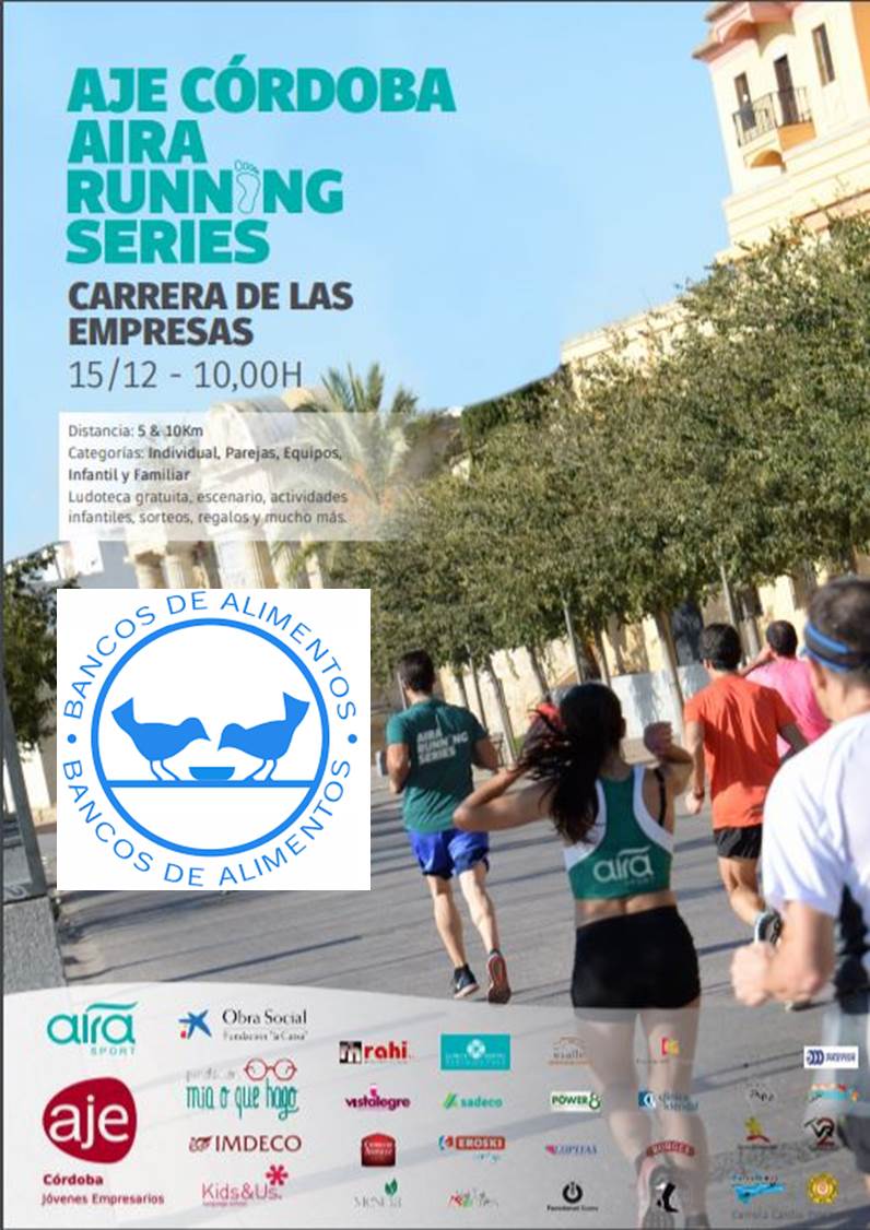 Desde AIRA RUNNING SERIES AJE CÓRDOBA 2019 queremos una NAVIDAD para todos. Por eso en nuestra carrera del día 15 Diciembre, vamos a realizar una gran recogida de alimentos no perecederos, para donarla al Banco de Alimentos. Ayúdanos a hacer felices a los que mas lo necesitan.