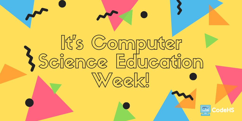 CodeHS's tweet image. Looking for an #HourOfCode activity this week? Check out buff.ly/2AIdnhS. You'll find over 20 free hour-long tutorials including Calculating Triangles, Exploring Blockchain Technology, Coding in Music, and more.
Happy Coding! #CSEdWeek