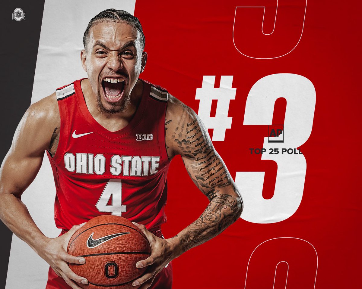 OhioStateHoops's tweet image. 📈📈 We’ve climbed to number 3️⃣ in the @AP_Top25 ❗️