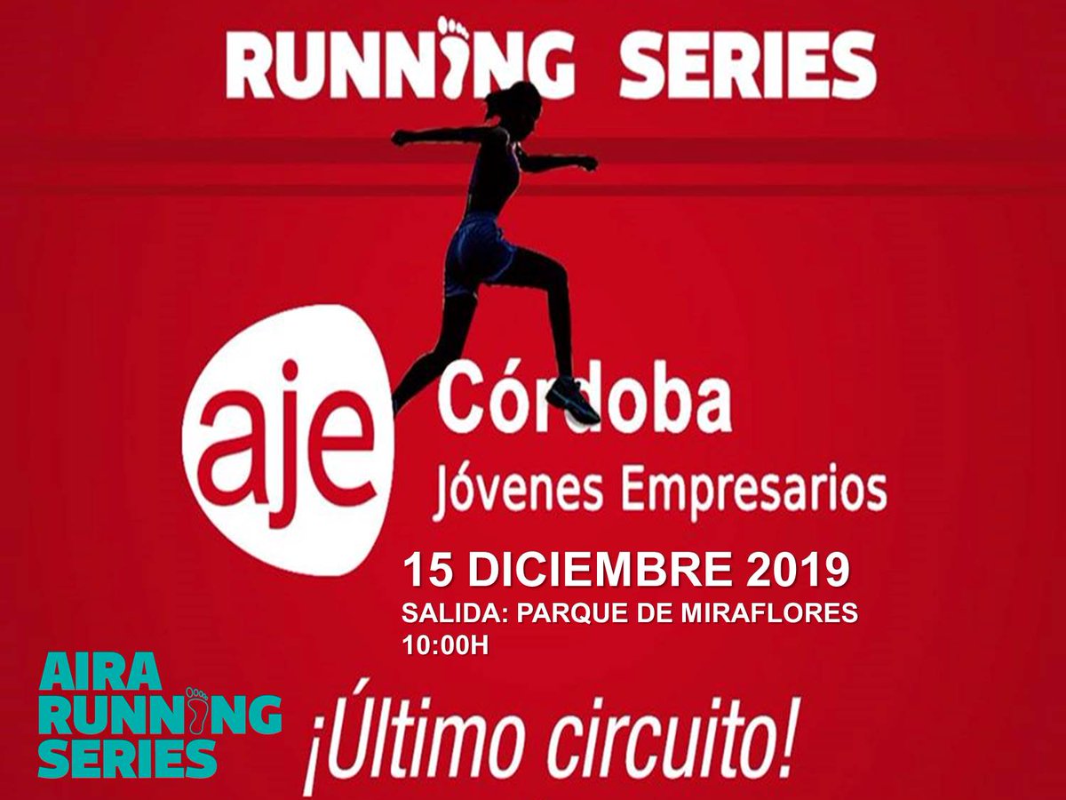 Hoy desde AIRA RUNNING SERIES 2019 queremos agradecer a AJE CÓRDOBA, su apoyo a nuestro circuito de atletismo. Sin ellos, este reto anual no sería posible. Estamos muy orgullosos de poder compartir con vosotros cada año este gran sueño.
#Somos AJE
AIRA RUNNING SERIES 2019