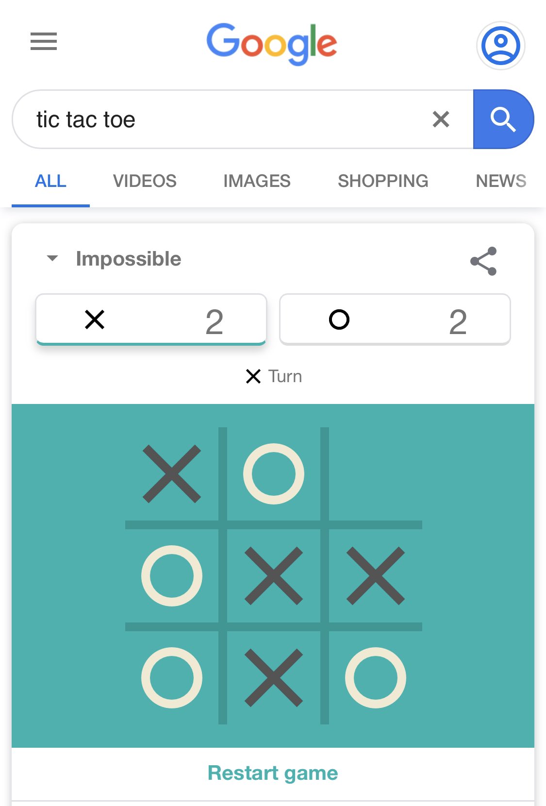 I BEAT THE IMPOSSIBLE GOOGLE TIC TAC TOE !!!!!!!! 