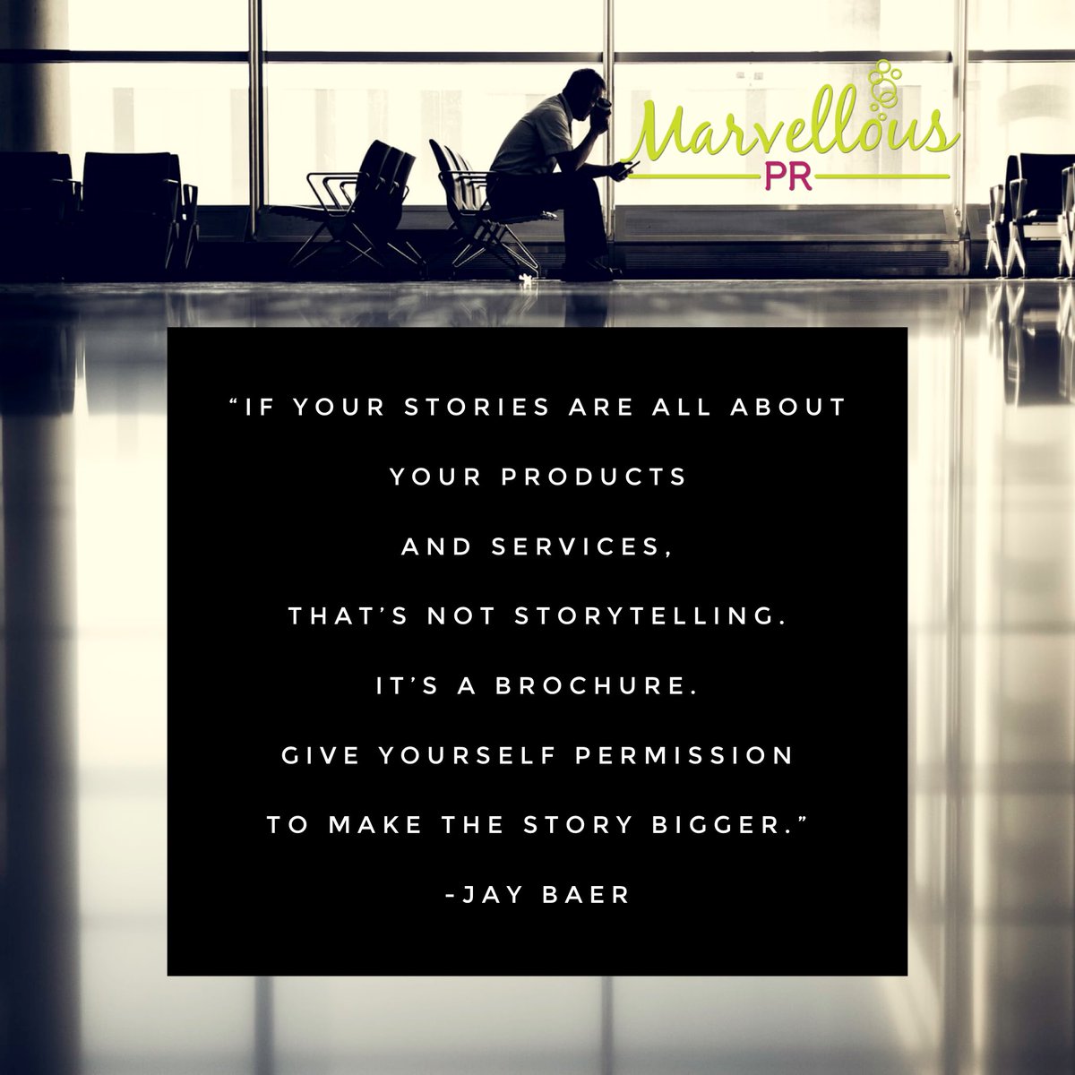 #MondayMotivation
Nothing exists in isolation. Focus on how your product or service affects consumers &amp; their families, communities, and the entire world. It’ll make for a more interesting story. #PR #Marketing #Storyteller