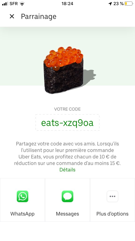 AliiiiiVss's tweet photo. 10 euros de reduction qur une commande uber eats a 15e en gros vous mangez pour 5e au lieu de 15 https://t.co/GzTwBJRd6d