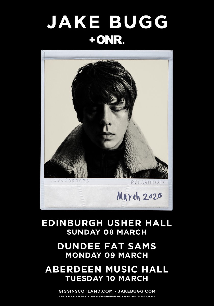 SUPPORT ANNOUNCED » @OnrHQ is supporting @JakeBugg on his Scottish tour in March! Shows taking place at @theusherhall, @fatsams + Aberdeen Music Hall. Get your tickets NOW! TICKETS ⇾ gigss.co/jakebugg