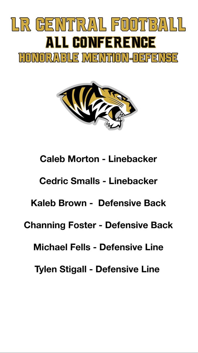 lrtigerfootball's tweet photo. Congratulations to these LR Central Tigers that made All State and All Conference!
#Breakthrough2019!
#Beatiger
#lrsd
#clawsup
#WeARCentral
#littlerockcentralhighschool
#centralhighschool
#tigersrisewithpride
#centraltigers
#centraltigersfootball https://t.co/4qjYo67E9D