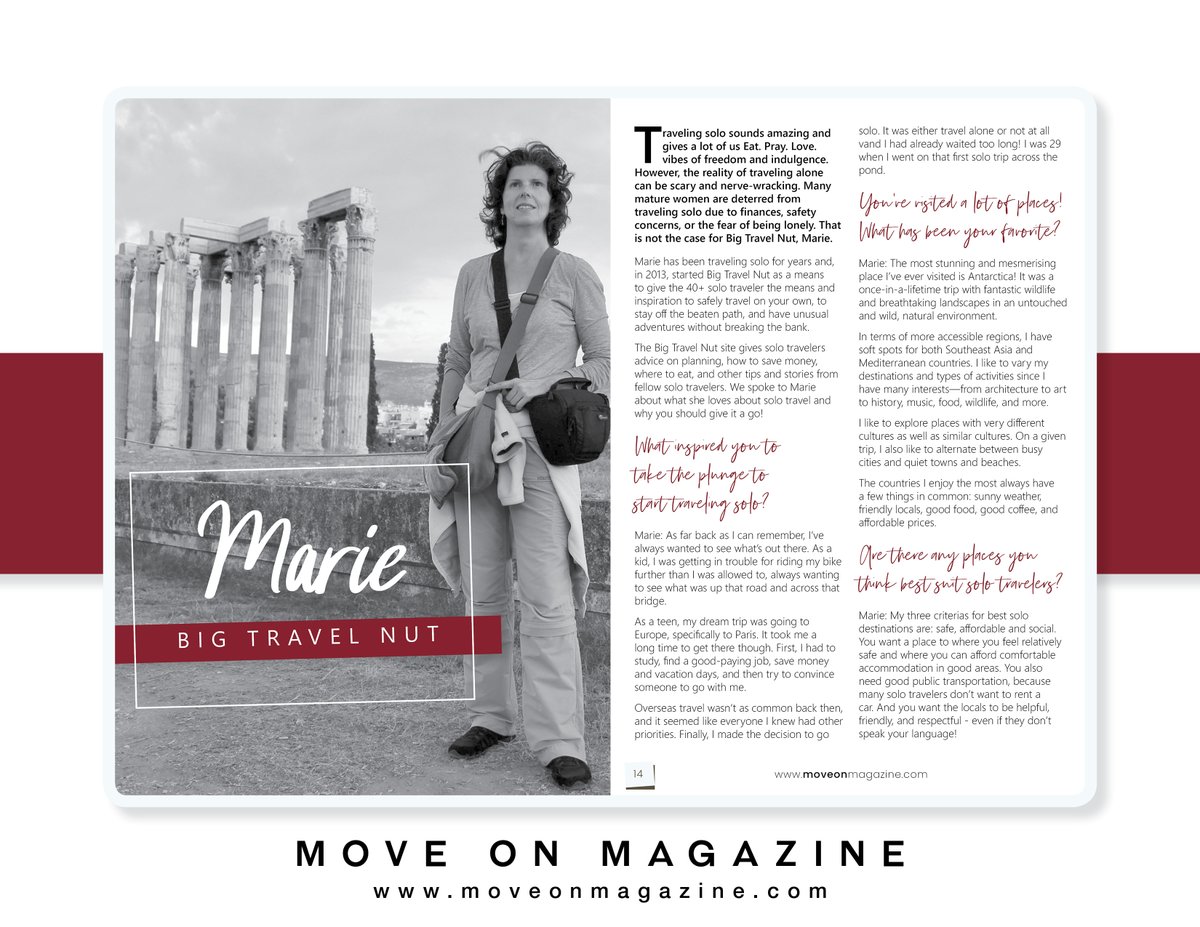 I was interviewed about my solo travels by Australian magazine Move On: moveonmagazine.com/the-magazine/  (see pages 13-16) #solotravel