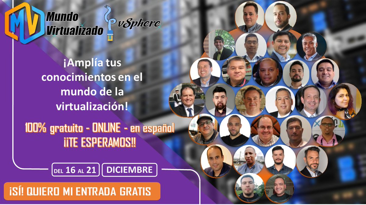 vNicoIT's tweet image. Ten en mente estás fechas.
Desde el 16 al 21 de diciembre podrás participar en este gran evento, el cuál reúne un selecto grupo de profesionales especializados en el mundo de virtualización.
#mundovirtualizado
#VMwareadmin
@williamtelleza
👇👇👇
 mundovirtualizado.com