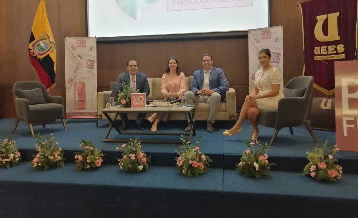 Industriasgye's tweet photo. Nuestra presidente @CostaCaterina presente como panelista en el 1er Congreso de Empoderamiento Financiero Femenino junto a @juanjoseyunez, Alcalde de Samborondón; Juan Carlos Jácome, presidente de la @CFN_ECUADOR y Ana Cristina Cordero creadora de la marca #BioFemme https://t.co/xkpB70Xfer