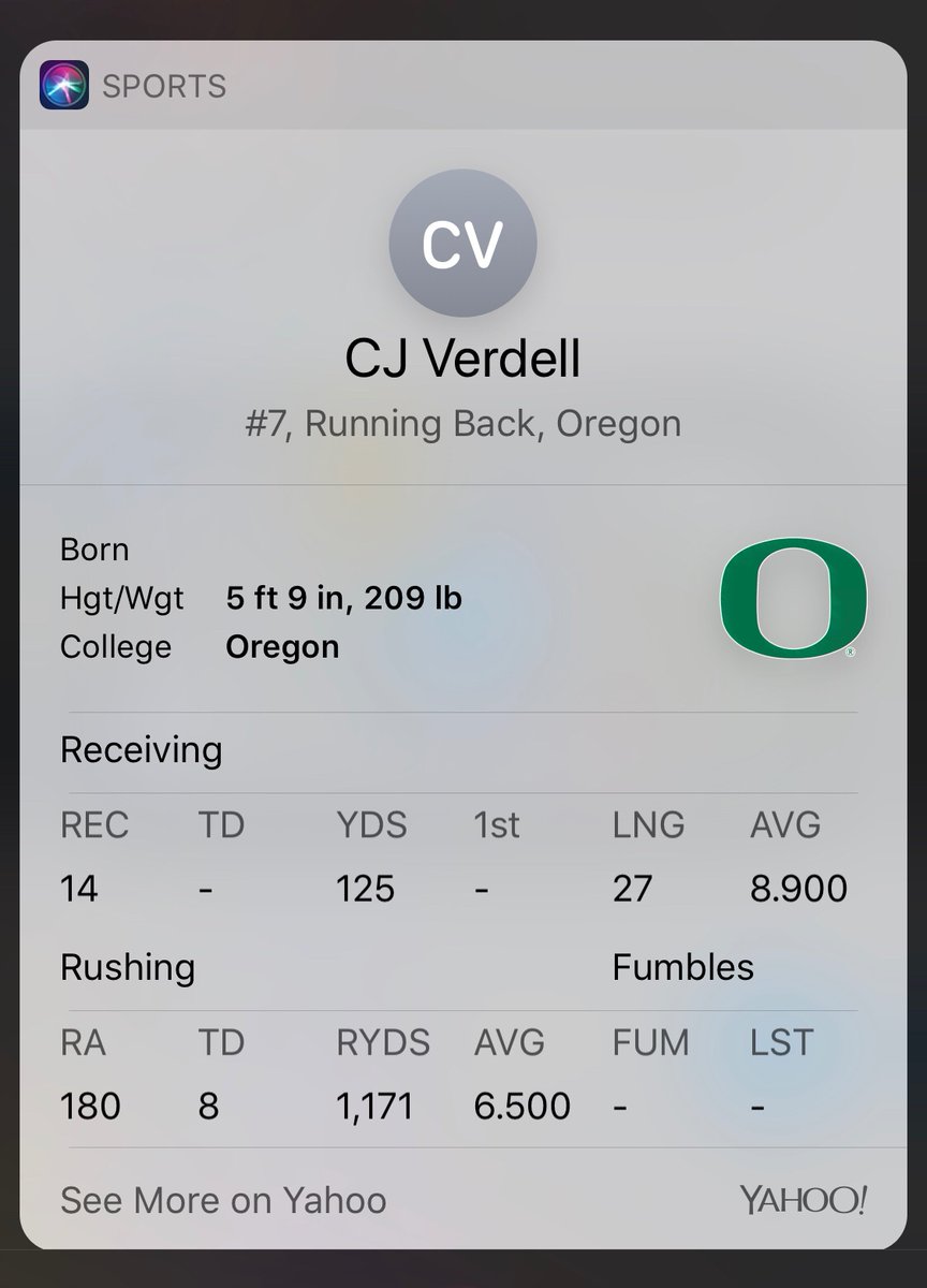 Poetry81's tweet photo. I want to mention a very important stat on CJ Verdell this season. 180 rushing attempts and 0 fumbles this 2019 season. Fought thru injuries and still gained another 1,000 yard rushing season. 2019 180at ,1171 yards and  8tds. 2018 202at, 1,018 and  10tds. Keep working kid🦍 https://t.co/NLUmVmuLO7