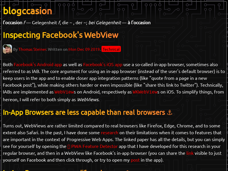 Above the fold screenshot of the article.